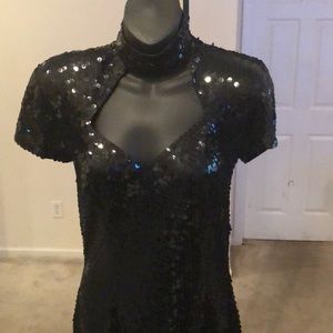 Black Sequins Evening Dress